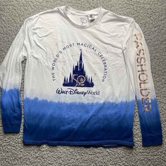 Walt Disney World 50th Anniversary Passholder Shirt XXL Ombre Crew Neck Long - Picture 1 of 9